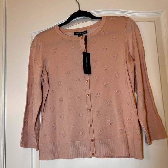 Cable & Gauge  | Pink Hearts Cardigan Small NWT - Picture 2 of 6
